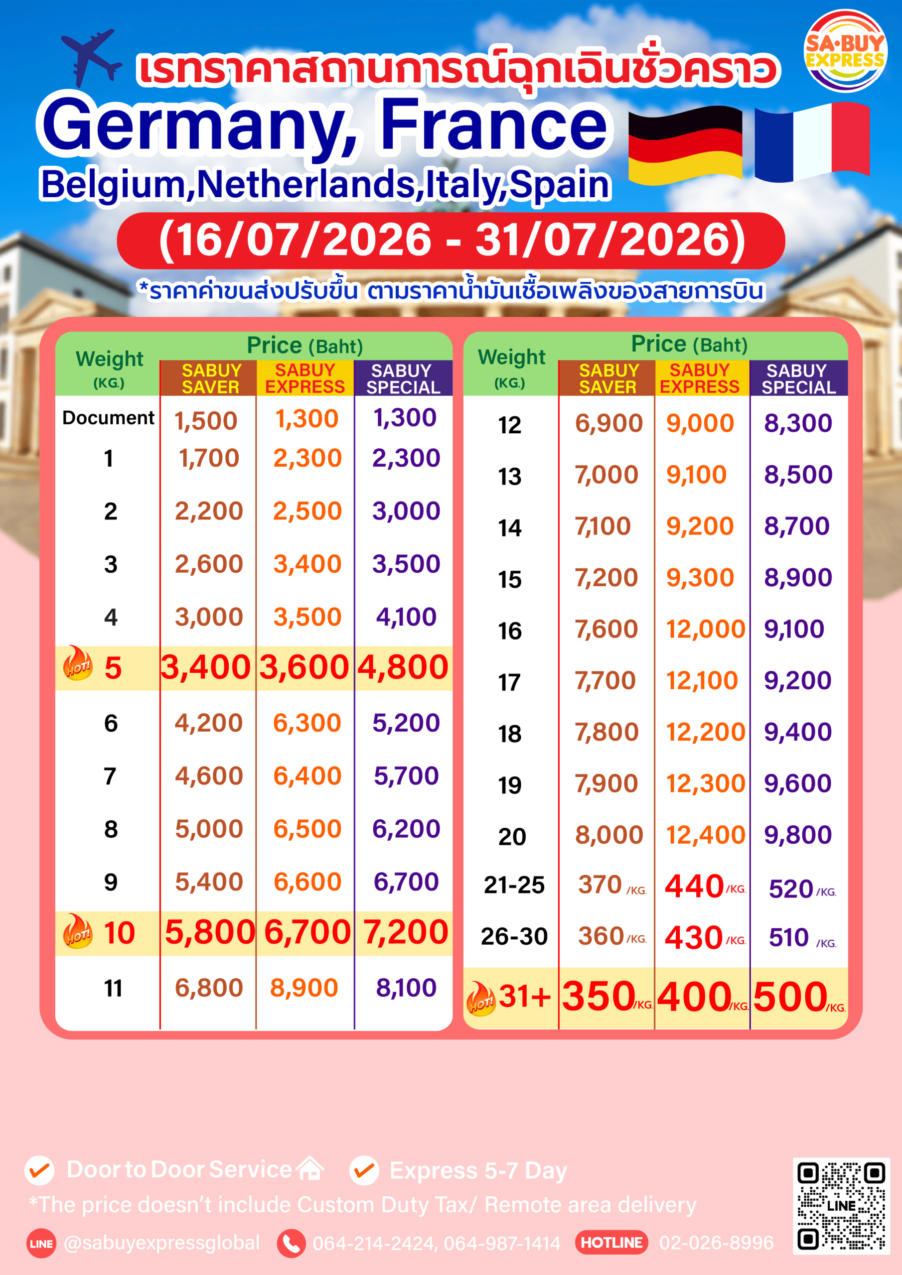 GER_DHL_เรทฉุกเฉิน 160726 GER_DHL_เรทฉุกเฉิน 160726